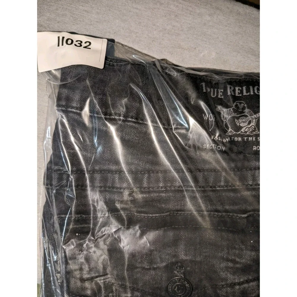 True Religion Rocco Relaxed Skinny Jeans Mens 38 Black Faded Flap‎ Pocket Denim